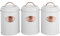 Novel Solutions Retro Round Tea, Sugar, Coffee Canisters 3pc Set with Lids. Decorative Kitchen Food Storage Tin for your favorite Tea bags, Sugar cubes and Coffee beans or powder.
