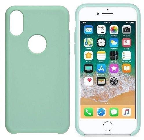 CABLEPELADO Funda Silicona iPhone Agujero Logo Textura Suave (iPhone X, Verde Claro)