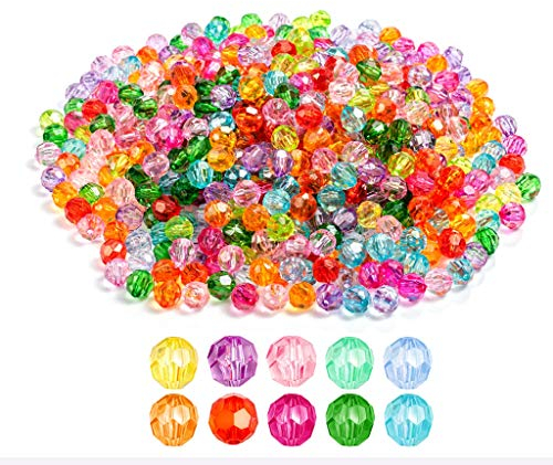 620 perlas de cristal facetadas de 8 mm, perlas de cristal redondas multicolor, perlas sintéticas surtidas para manualidades, pulseras y joyas