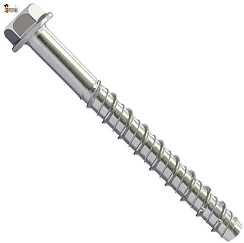 BricoLoco Tornillo anclaje para fijación directo en hormigón. No requiere taco. Autorroscante. Cabeza hexagonal. Acero cincado. (10, 10x100)