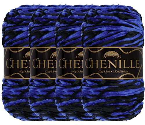 JubileeYarn Chenille Yarn - Worsted Polyester - 100g/Skein - Atlantis - 4 Skeins