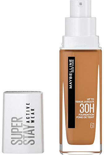 Maybelline New-York – Flüssige Foundation mit langem Halt, ohne Übertragung, hohe Deckkraft – Superstay Active Wear 30h – Farbton Sunbronze (61) – Inhalt: 30 ml