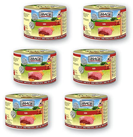Mac's Cat Katzenfutter Rind Nassfutter Dosen 6x200g getreidefrei