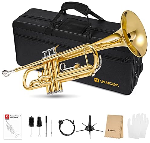 Vangoa Bb Trompete Set, Gold Standard Messingtrompete für Anfänger mit 7C Mundstück
