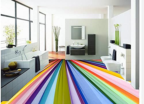 CWLYXT 3D Boden PVC Bodentapete Wandbekleidung Wandfarbe - Moderne Bunte Regenbogen Bunte Wohnzimmer - 150 x 105 cm - Mehrfarbig
