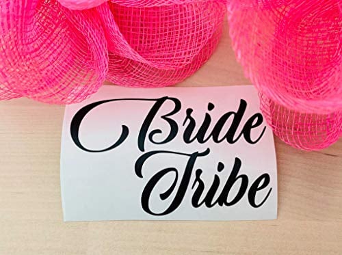 MURRIELLE Team Bride/Bride, Decal Label for Wedding Party champagne flutes glasses/wine glasses MATT FINISHED BLACK (5 BRIDE TRIBE + BRIDE)