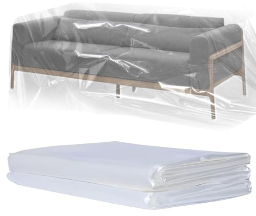 TUAKIMCE 2PCS Plastic Sofa Cover, 2mx3m Waterproof Sofa Storage Bag, Sofa Protection Cover 3 Seater, Furniture Proof Dust Cover Couch Cover, Moving Sofa Cover for Sofas, Bed,Couch
