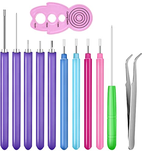 12 Pcs Paper Quilling Slotted Tool Paper Curling Tools Kit Quilling Needle Pen for Art Craft Different Size DIY Paper Cardmaking Project Rolling Multifunction Slotted Quilling Tool Set Handmade Tools