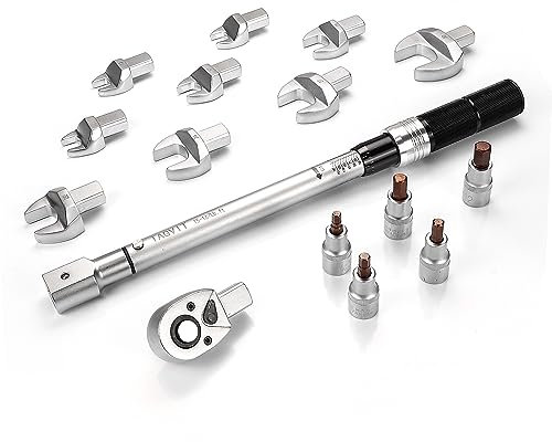 TAGVIT 14mm x 18mm Open End Interchangeable Torque Wrench Set, Chrome Vanadium Steel, 1/2 Inch Ratchet Head, 16 Pieces