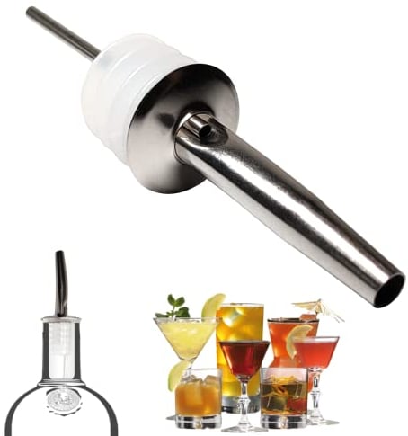 Powersell srls Tappo Versatore Metal Pour Bottiglia Professionale Bubble Count Once per Barman In Acciaio Inox Beccuccio Conico per Liquore, Vino, Olio, Cocktail, Succo, Aceto
