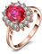 JewelryPalace Prinzessin Diana Kate Middleton 3.2ct Erstellt Rubin Rosegold, Verlobungsring Eheringe Promise Verlobung Ring Silber 925 Damen, Silberringe Antragsring Ringe, Edelstein Damen Schmuck 60