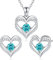 CDE Schmuckset Damen Muttertagsgeschenk 925 Sterling Silber Forever Love Herz Rosegold Geburtsstein Halskette und Ohrringe Set für Frauen Schmuck Geschenk Geburtstag Valentinstag Weihnachten