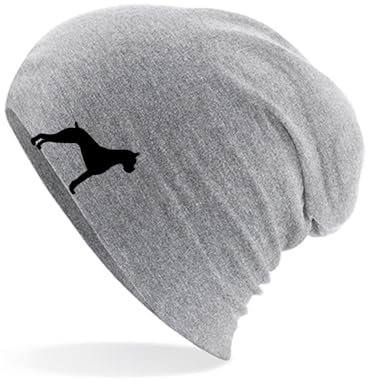 Huuraa Mütze Deutscher Boxer Silhouette Geschenk Heather Grey Deutscher Boxer Accessoire