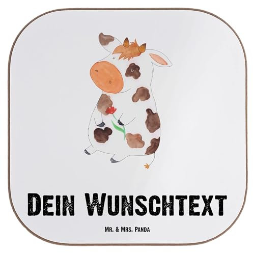 Mr. & Mrs. Panda Personalisierter Untersetzer Kuh - Personalisierte Geschenke, Filzuntersetzer, Träume, Blumenuntersetzer, Kühe, Personalisieren, Bauernhof, Bierdeckel, Bedrucken, Motivtion, Spruch
