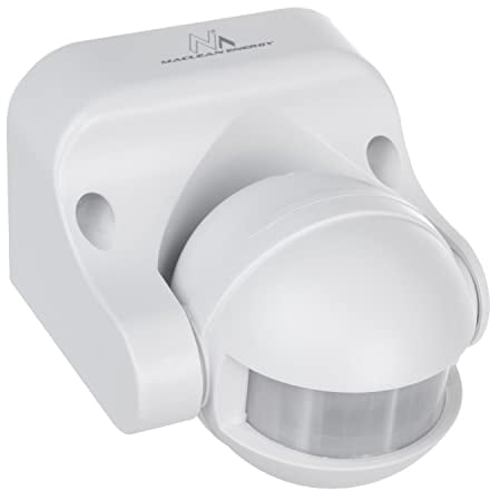 Maclean MCE358 W Sensor de Movimiento por Infrarrojos Sensor PIR de 180° con Sensor Crepuscular Infrarrojo IP44 | Uso en Interiores y Exteriores | Alcance hasta 12 m | Carga 300/1200W