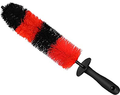 Riloer Plastica Nylon Lungo Auto Master Wheel Brush Spazzola di Pulizia per Camion Moto Bicicletta RV Ruota Griglia Paraurti Scarico Sfiato, Antigraffio Strumento di Dettaglio Auto Universale