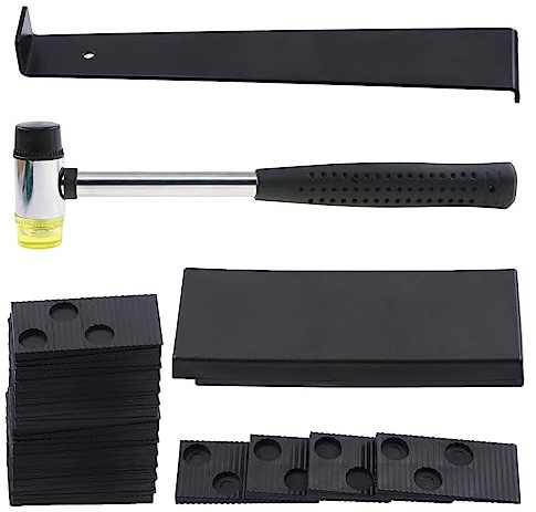 Rustark 33Pcs Laminate Wood Flooring Installation Kit with 30 Spacers, Solid Tapping Block, Pull Bar and Double Headed Mallet Laminate Flooring Tools for Wood, Vinyl Plank Flooring
