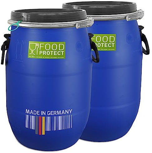 plasteo® Barile di copertura da 30 litri, per alimenti, approvazione FDA ONU, marchio di qualità IKG, fusto universale, ermetico, impilabile