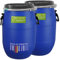 plasteo® Lot de 2 fûts de 30 litres avec couvercle - Convient à un usage alimentaire - Homologation ONU - IKG - En plastique - Fût à col large - Universel - Hermétique - Empilable