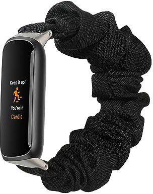 kwmobile Bracelet Compatible avec Fitbit Luxe - Bracelet de Rechange Design Chouchou pour Fitness Tracker - Noir