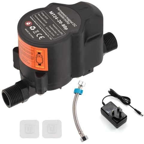 DC 24V Water Pressure Booster Pump Small Shower Booster Recirculating Fully Automatic Low Noise MT242080P (UK Plug)