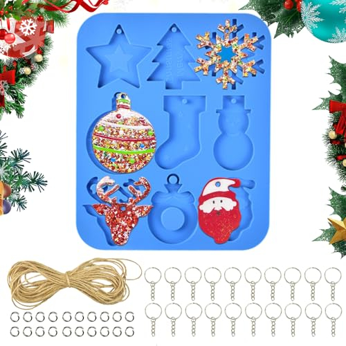 TSASWEET Moule Silicone Noël Résine Époxy - Décoration pour Porte-Clé et Bougie