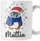 Tazza Natale divertente PERSONALIZZABILE con nome Pinguino Sciarpa Mug 11 oz Idea regalo