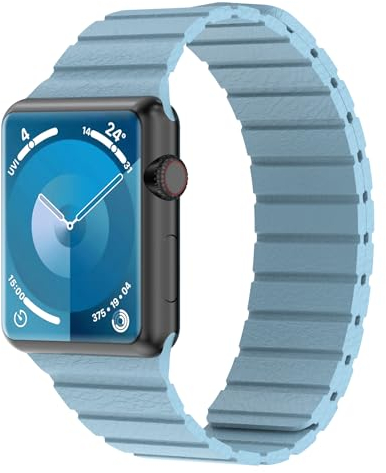Synchro Bands Kompatibel mit Apple Watch Armband Magnetisch 38mm 40mm 41mm 42mm 44mm 45mm 49mm,Lederband Ersatzarmband Herren Damen Armbands für iWatch Series Ultra 9 8 7 6 5 4 3 2 1 SE