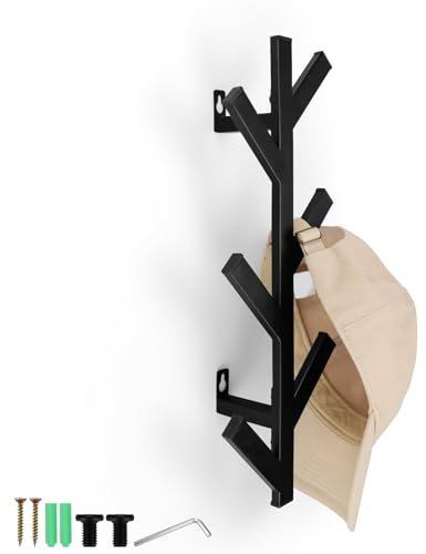WJUAN Porte Manteau Mural Noir Avec Crochets, Forme Arbre Porte Manteau Mural, Gain de Place Moderne, Porte Manteau Mural pour Accrocher des Vestes, des Chapeaux, des Sacs à Main