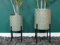 Large Gold Teal Metal House Plant Flower Pot on Stand Legs Indoor Planter Decor (Large)