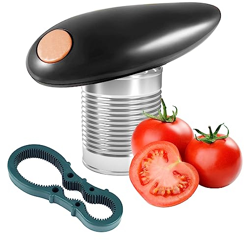 Electric Automatic Can Opener - Hand Free, One Touch Switch - Safe & Easy (Black)