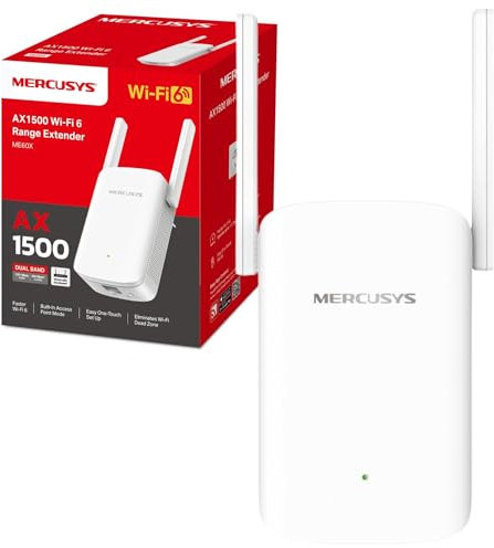 MERCUSYS ME60X WiFi 6 AX1500Mbps Extender and Internet Booster, Gigabit Ethernet Port, TP-Link WiFi Extender, WiFi Booster Range Extender, EasyMesh, Access Point, Repeater, Easy Setup