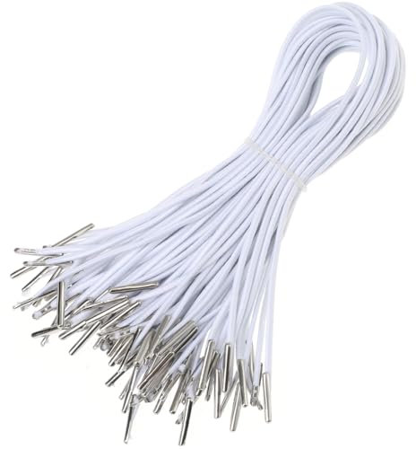 Operitacx Cordon Élastique Barbelé 50PCS Boucles Élastiques Rondes Avec Embouts étalliques Pour Fabrication De Masques Reliure De Livres Et Artisanat