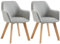 HOMCOM Lot de 2 chaises de Salle à Manger Chaise de Cuisine Assise rembourrée en Tissu Effet Velours Pieds en Bois pour Cuisine Salon Chambre Bureau, Gris
