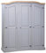 Tidyard Wardrobe, With 1 Top Shelf, 1 Hanging Bar and 4 Shelves, Domed Top Design, Mexican Pine Corona Range 3 Doors, for Home Bedroom or Cloakroom Grey