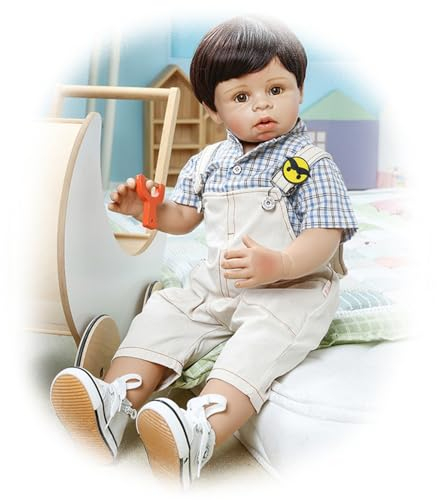 Generisch Reborn Puppe Junge 28 Zoll 70CM Neugeborene Babypuppe Kindermodell Junge Voll Vinyl silikon Reborn Baby Puppen Schönes Spielzeuggeschenk für Kinder ab 3 Jahren, Sitzen oder Stehen