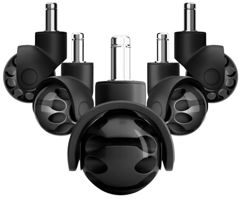 BüRostuhl Rollen, Hartbodenrollen, Gummirollen BüRostuhl, Leise GeräUschlos Stuhlrollen, Keine Spuren Schreibtischstuhl Rollen, Doppelrollen Solide Stabil (Rund schwarz)