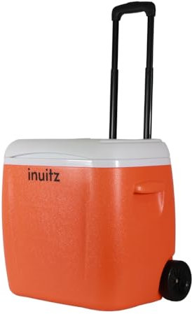 Inuitz Nevera con Ruedas 28 litros Camping y Eventos - Nevera Portatil, Nevera Portatil con Ruedas, Nevera Camping (Naranja)