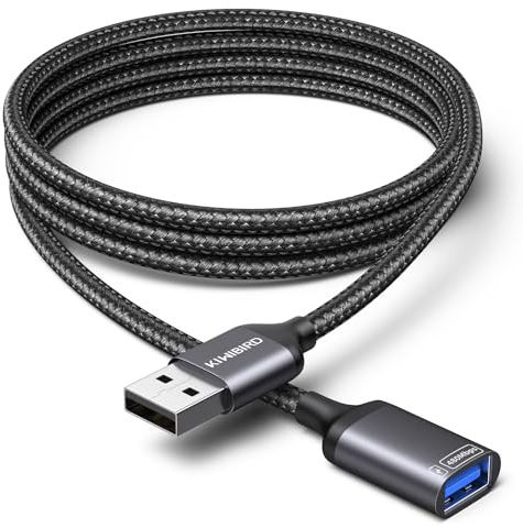 KiwiBird alargador usb, cable usb macho hembra 2 metros extension cable alargo prolongador extensor extender carga datos compatible con TV PS5 coche teclado ratón impresora disco duro externo escáner