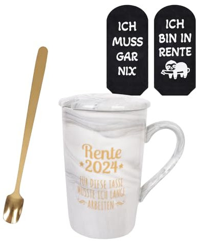 Kidsicher Ruhestand Geschenke für männer 2025, renteneintritt geschenk, Geschenke Set für Lehrer Papa Opa Abschied rentner, Tasse und Socken mit Geschenkbox und Grußkarte