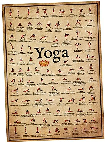 KITANDOVE Yoga-Poster Wohnaccessoire Gefälscht Yoga-Studio-Plakat Chakra-wandteppich Austauschbares Wandbild Yoga-Haltung Wanddekoration Vintage Wohnkultur Vintage-Poster Heim Pose Segeltuch