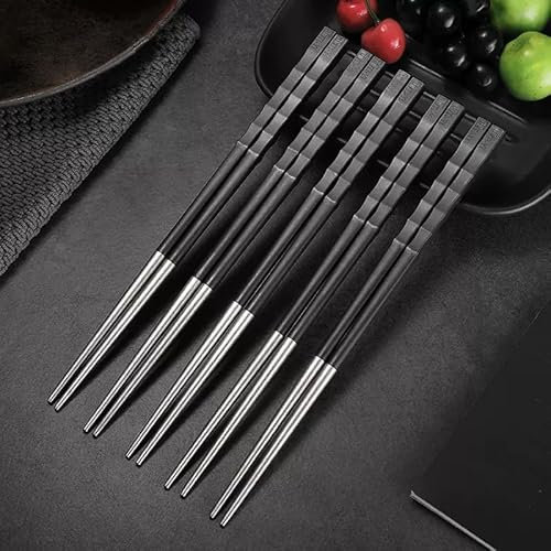 Lot de 5 paires de baguettes antidérapantes en titane pur pour usage domestique