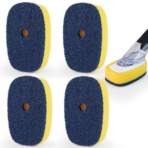 Schwammbürsten-Nachfüller für OXO Spülbürste, 4 Stück, Seifenspender-Ersatzkopf für Schrubber, Schwamm-Ersatzkopf passend für Seifenspendergriff