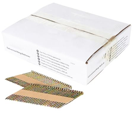 Dapetz ® Galvanised Ring Nails 2.9 x 50mm Air Framing Nailer Gun Collated Home Decor Woodwork Furniture Outdoor Fence Crafts DIY 1000PC