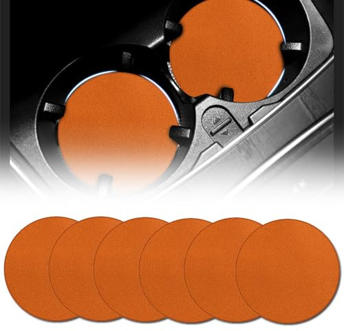 ZCZMAD 6 Pcs Car Cup Holder Coaster, For BMW F23 F30 F31 F32 F33 F34 F35 F36 F39 F48 F49 E84 F87 i3 Car Coasters, Anti-Slip Coaster Storage Box Shockproof Mat,Light brown