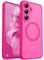 CANSHN Magnetica Cover per Samsung Galaxy S25 (6.2 Pollici), [Protezione Completa Della Fotocamera] Custodia Traslucida Opaca Protettiva Sottile Antiurto,Rosa Calda