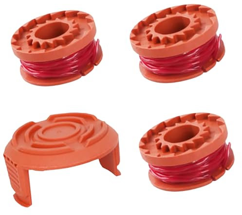WORX Ersatzspulen Set für 20V Rasentrimmer WA0010/WA0004/WA0004.1 – Langlebige Trimmerfäden Ø1,65mm x 3m – (3 Ersatzspulen+1 Kappe WA6531)