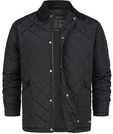 Indicode Herren INDram Steppjacke Jacke mit Cordkragen und Rautensteppung | Wattierte Jacke mit Rautenoptik und Cordkragen für Alltag, Übergangsjacke, Outdoorjacke, warme Oberbekleidung für Männer