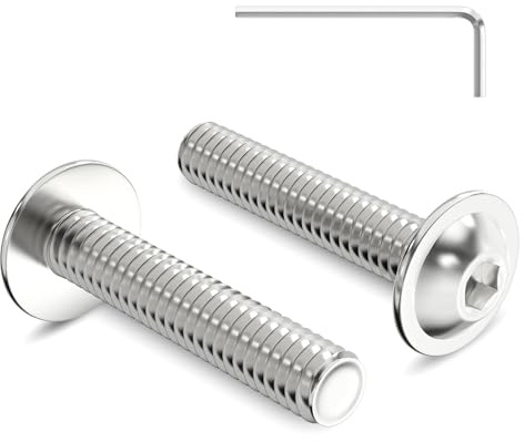Zuyya M5 x 25 mm Linsenkopfschrauben mit Flansch, M5 Schrauben, 20 Stück | Innensechskant Antrieb, Edelstahl A2 V2A Schrauben, Flachkopfschrauben Vollgewinde mit Innensechskantschlussel