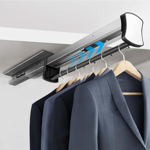 HONZUEN Kleiderstange Ausziehbar Schrank 40cm, Teleskopstange Schrankauszug mit Dämpfung, Verstellbare Kleiderstange für Schrank, Kleiderbügel Stange Platzsparend für Hosenhalter